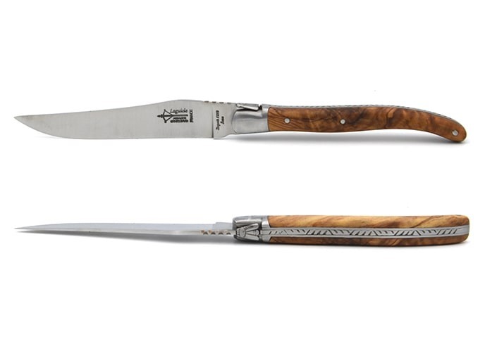 Box of 6 Laguiole Original steak knives, olive wood handle with matt finish
