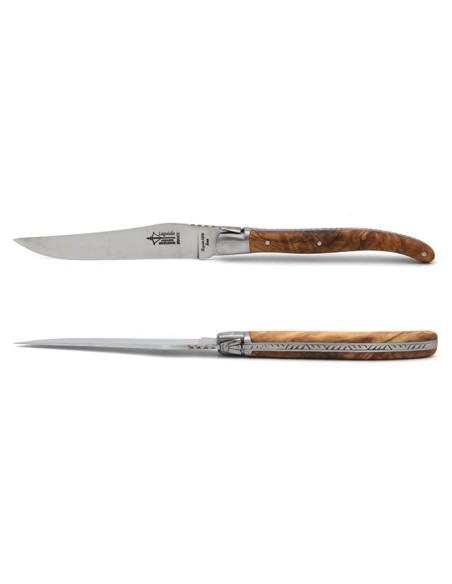 Coffret de 6 couteaux de table Laguiole Original, manche en olivier avec finition mat