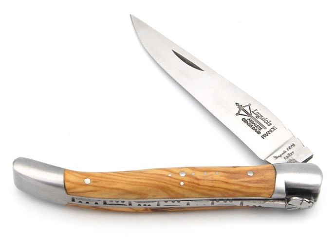 Laguiole Forged folding knife, 11 cm olive wood handle, matt finish