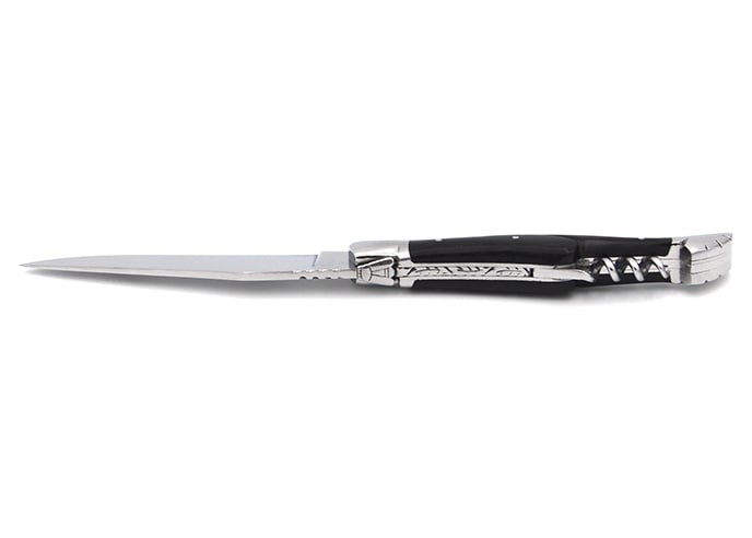 Laguiole pliant Prestige, lame & tire-bouchon, manche en ébène 12 cm, finition brillant