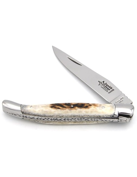 Laguiole pliant Prestige, manche en bois de cerf, finition brillant
