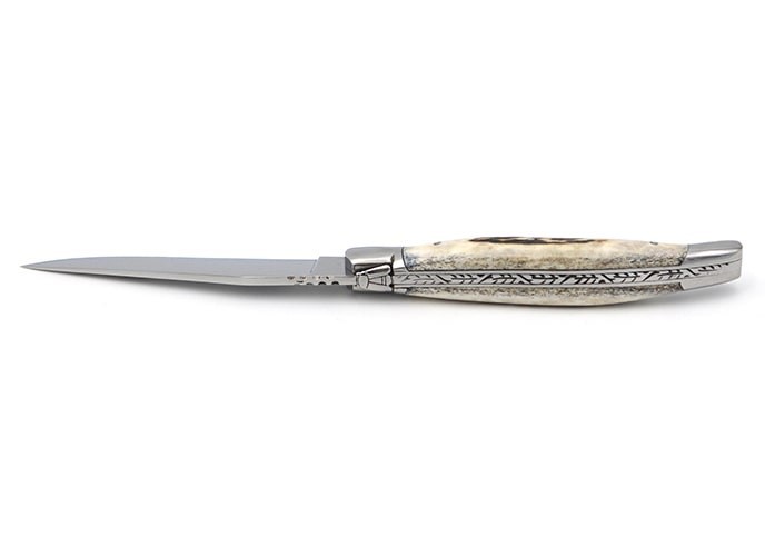 Laguiole Prestige folding knife, deer antlers handle, shiny finish
