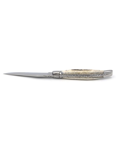Laguiole Prestige folding knife, deer antlers handle, shiny finish