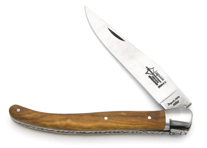 Laguiole Antan folding knife, 12 cm olive wood handle, matt finish