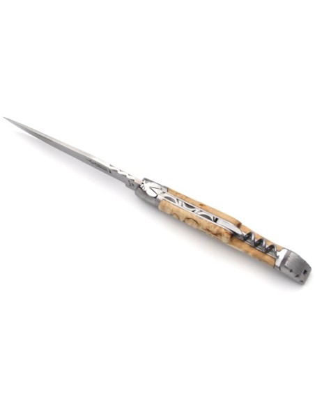 Laguiole folding knife Forged, blade and corkscrew, 12cm birch handle with matt finish