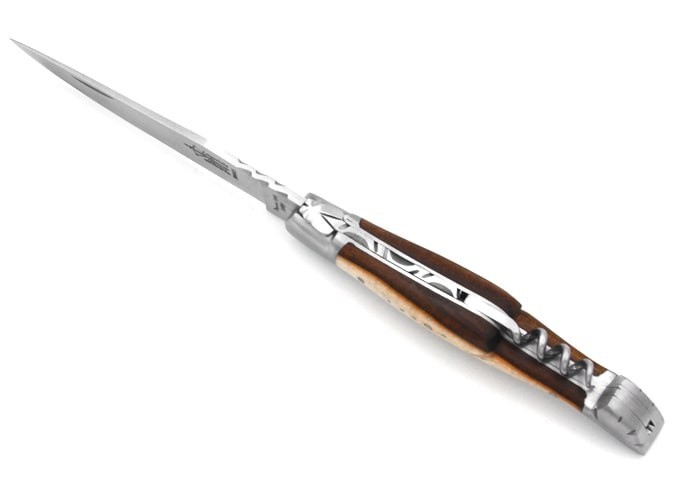 Laguiole folding knife Forged, blade and corkscrew, 12cm pistachio wood handle with matt finish