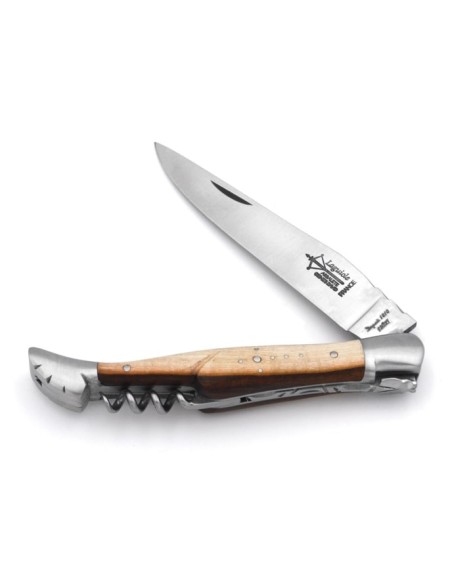 Laguiole pliant forgé, lame et tire-bouchon, manche en pistachier de 12 cm, finition mat