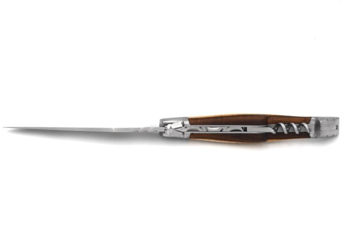Laguiole folding knife Forged, blade and corkscrew, 12cm pistachio wood handle with matt finish