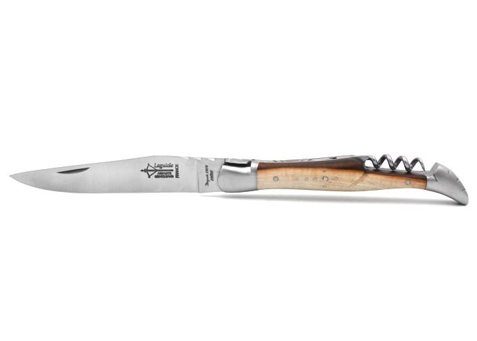 Laguiole folding knife Forged, blade and corkscrew, 12cm pistachio wood handle with matt finish