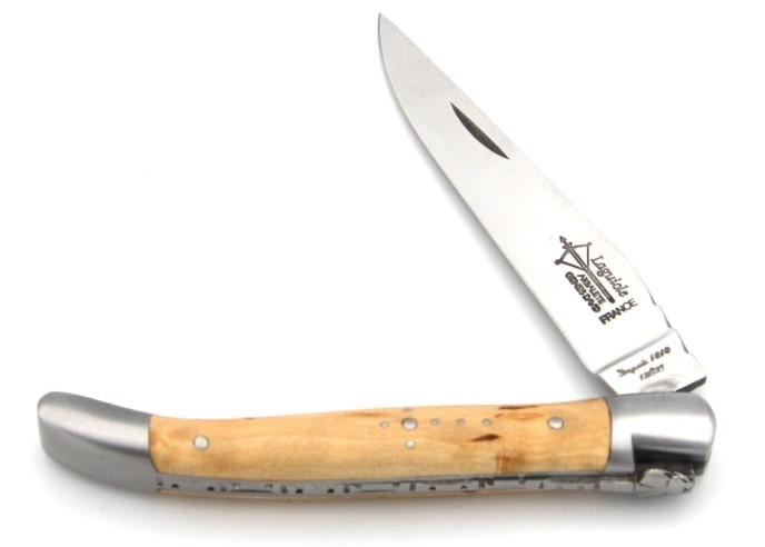 Laguiole pliant forgé, manche en bouleau de 11 cm,  finition mat