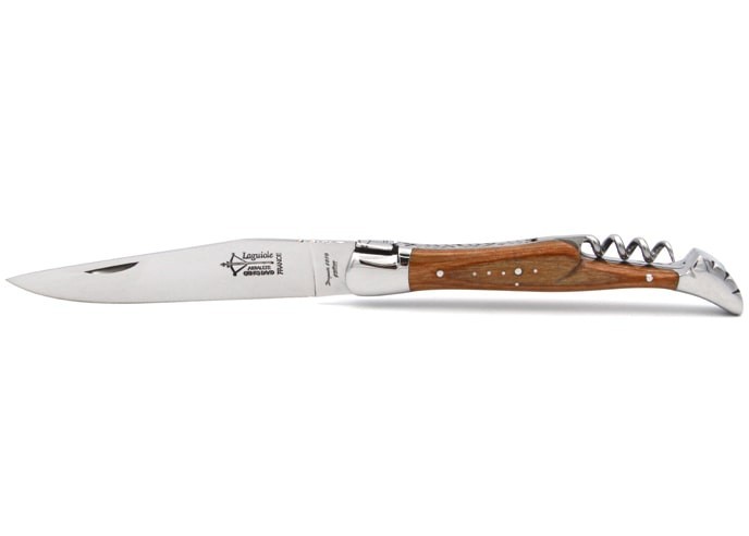 Laguiole folding knife Prestige, blade and corkscrew, 12 cm natural stamina handle, shiny finish