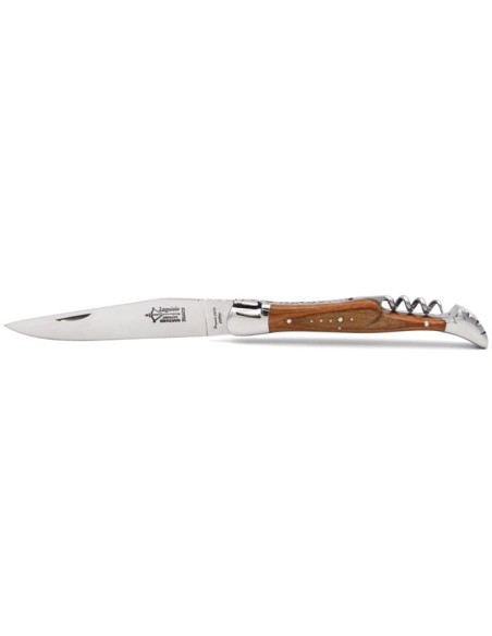 Laguiole folding knife Prestige, blade and corkscrew, 12 cm natural stamina handle, shiny finish