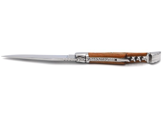 Laguiole folding knife Prestige, blade and corkscrew, 12 cm natural stamina handle, shiny finish