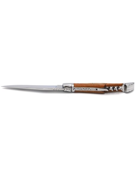Laguiole folding knife Prestige, blade and corkscrew, 12 cm natural stamina handle, shiny finish