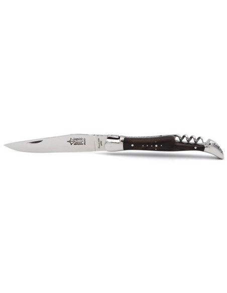 Laguiole folding knife Prestige, blade and corkscrew, 12 cm wenge handle, shiny finish