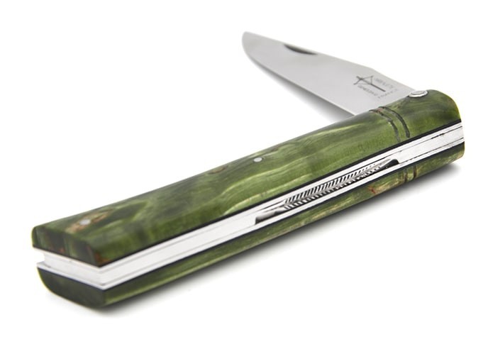 Alpine folding knife, chiseled, stabilised birchwood handle