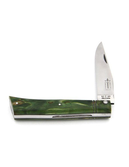 Alpine folding knife, chiseled, stabilised birchwood handle