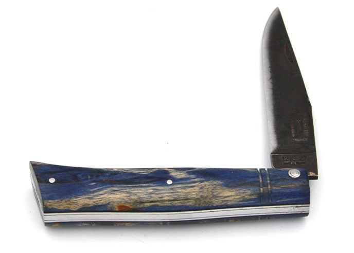 Alpine folding knife, stabilised birchwood handle, old finish blade