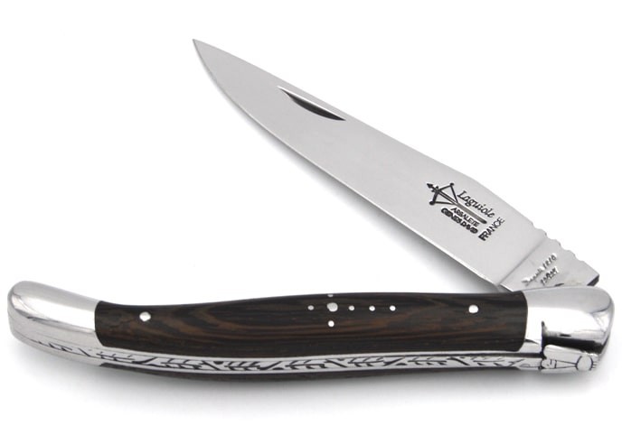 Laguiole pliant Prestige, manche en wengué de 12 cm, finition brillant
