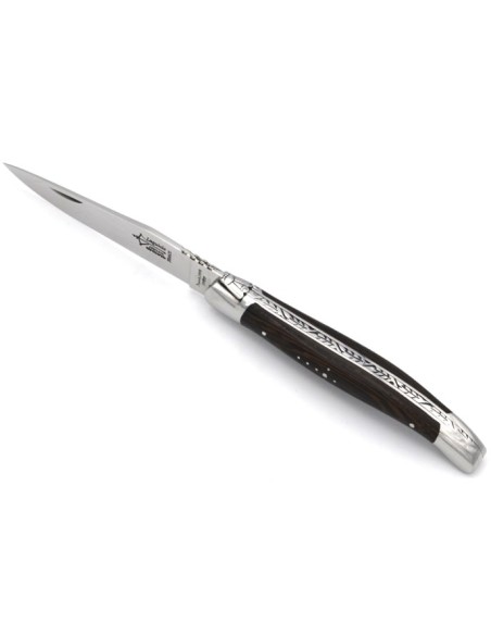 Laguiole pliant Prestige, manche en wengué de 12 cm, finition brillant