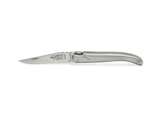 Laguiole pliant Original, plein manche tout inox de 8 cm, finition mat