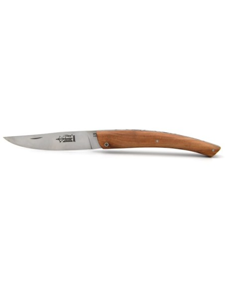 Le Thiers ® folding knife guilloché, juniper wood handle, 12 cm, matt finish