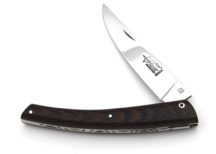 Le Thiers ® folding knife guilloché, 12 cm wenge wood handle, shiny finish