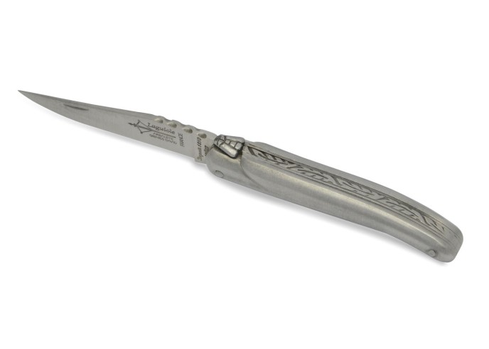 Laguiole pliant Original, plein manche tout inox de 8 cm, finition mat