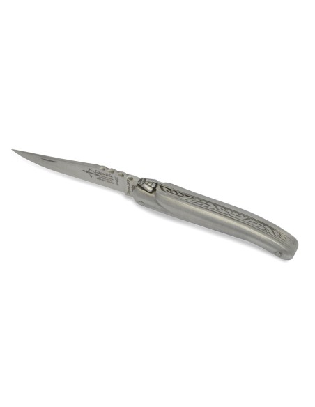 Laguiole pliant Original, plein manche tout inox de 8 cm, finition mat