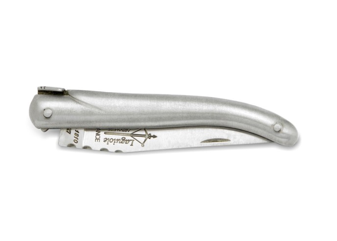 Laguiole pliant Original, plein manche tout inox de 8 cm, finition mat