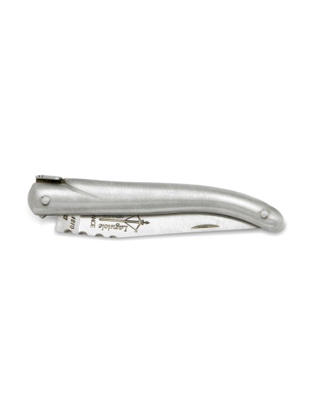 Laguiole Original folding knife, 8 cm full handle in stainless steel, matt finish