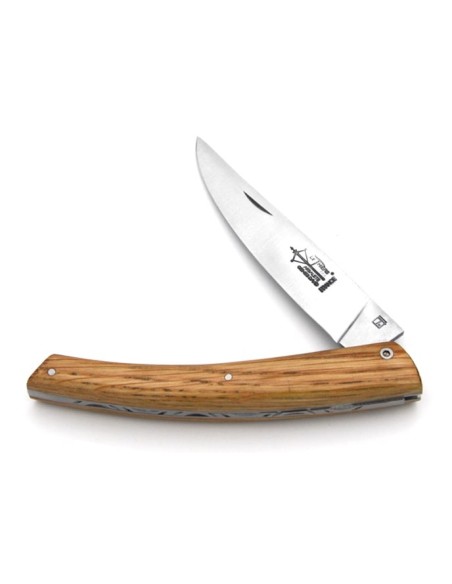 Le Thiers ® folding knife, guilloché, 12 cm oak wood handle, matt finish