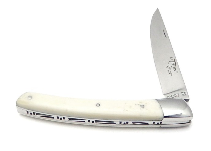 Le Thiers ® pliant guilloché main, manche en os de 11cm, finition brillant
