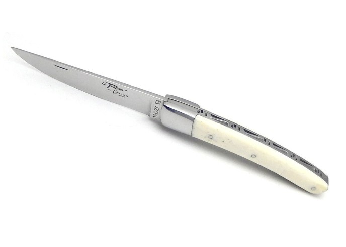 Le Thiers ® pliant guilloché main, manche en os de 11cm, finition brillant