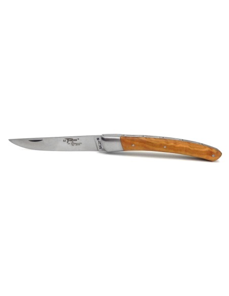 Le Thiers ® folding knife guilloché, 12 cm olive wood handle, matt finish