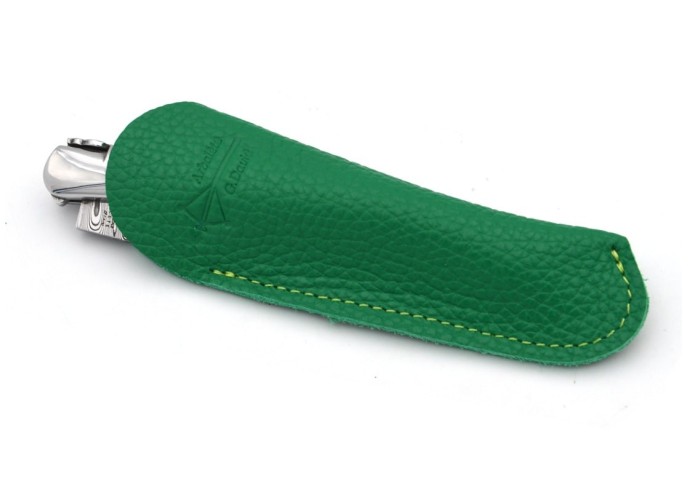 Green leather pocket sheath, 11 and 12 cm - Arbalète G.David