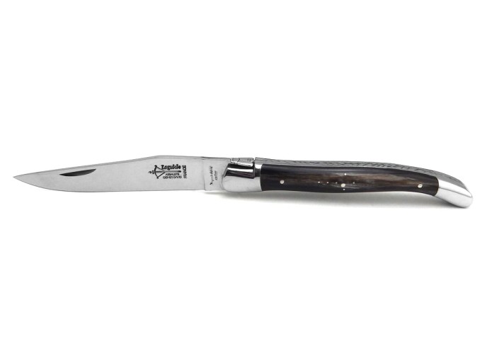 Couteau pliant Laguiole Prestige, manche en façon corne noire de 12cm