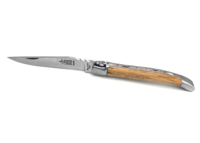 Laguiole folding knife, oak wood handle, with matt finish