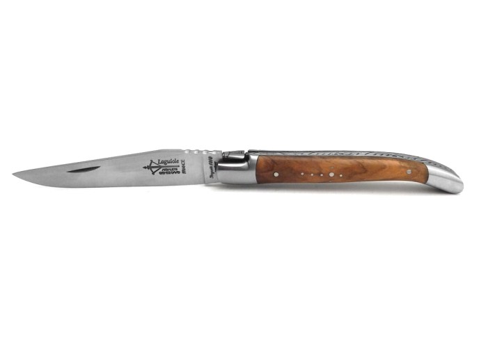Laguiole folding knife, olive wood handle with matt finish