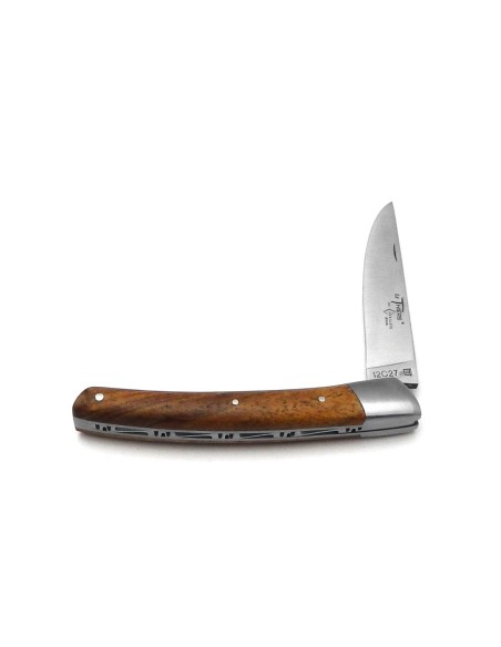 Le Thiers ® folding knife guilloché, walnut wood handle, matt finish
