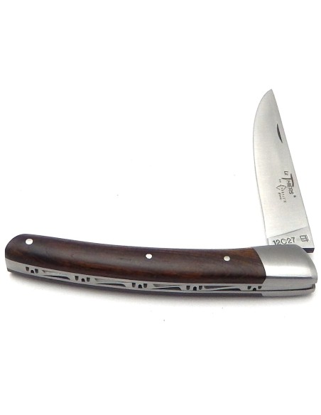 Le Thiers ® folding knife guilloché, pistachio wood handle, matt finish
