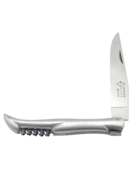 Laguiole pliant Original, lame & tire-bouchon, plein manche en aluminium