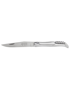 Laguiole pliant Original, lame & tire-bouchon, plein manche en aluminium