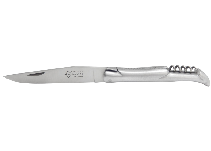 Laguiole pliant Original, lame & tire-bouchon, plein manche en aluminium