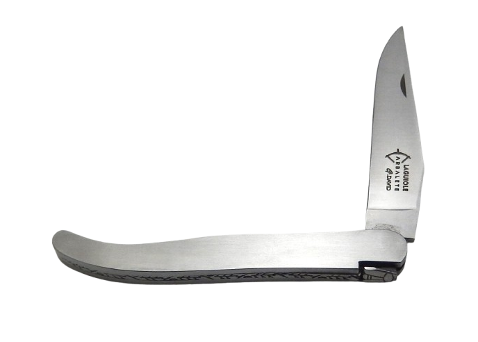 Laguiole Pocket pliant, manche tout inox extra fin de 12 cm