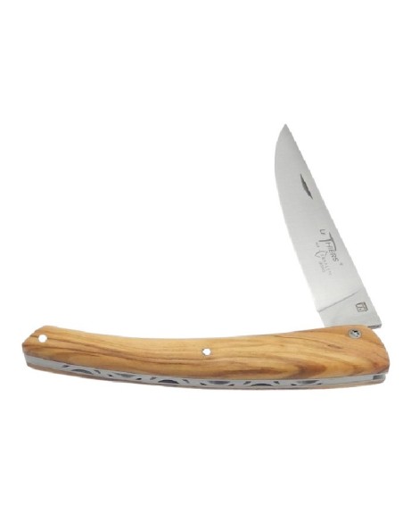 Le Thiers ® pliant, guilloché main, manche en olivier
