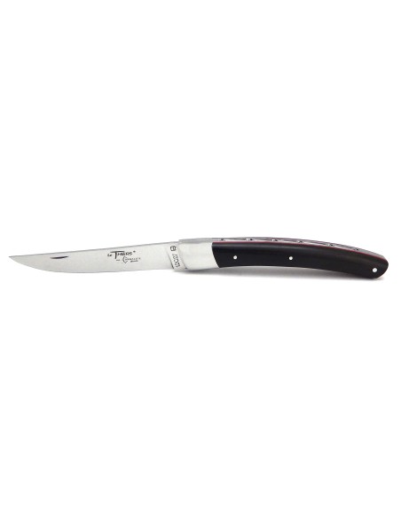 Le Thiers ® folding knife guilloché, ebony wood with red underscale