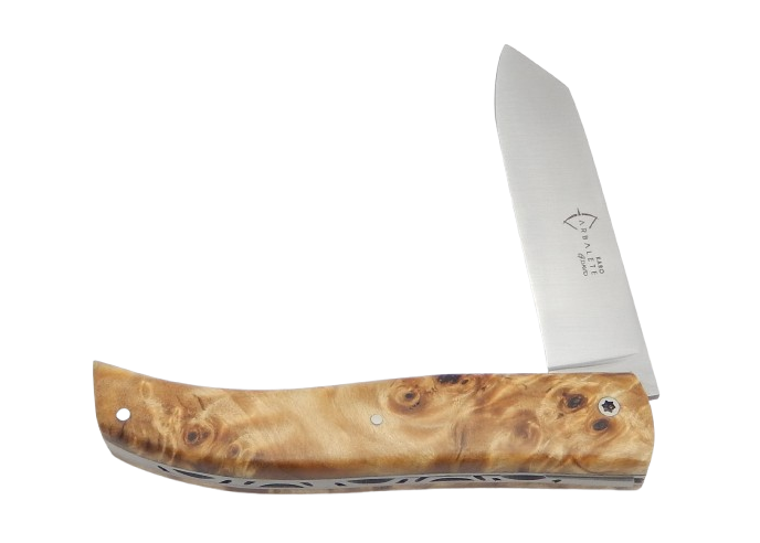 The KARO from Arbalete, chestnut burl handle