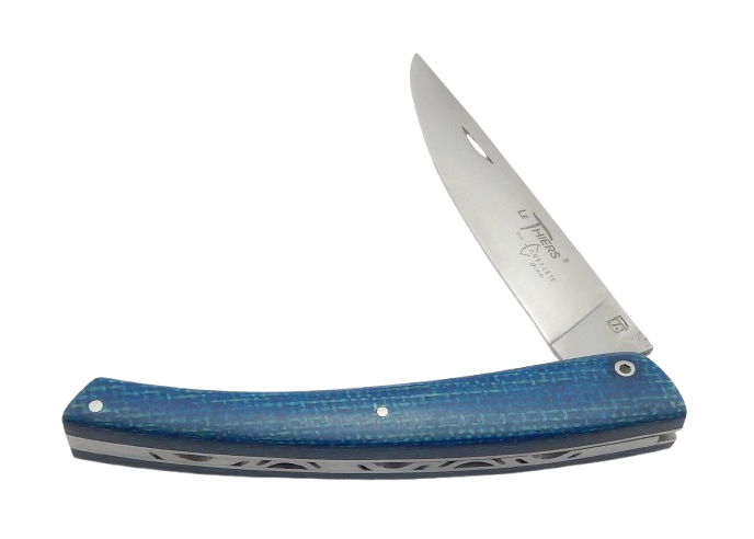 Le Thiers ® knife, blue micarta handle - Arbalete G. David