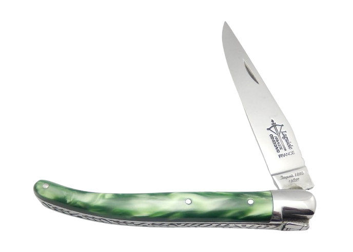 Laguiole knife for Ladies, pearly green acrylic - Arbalete G.David